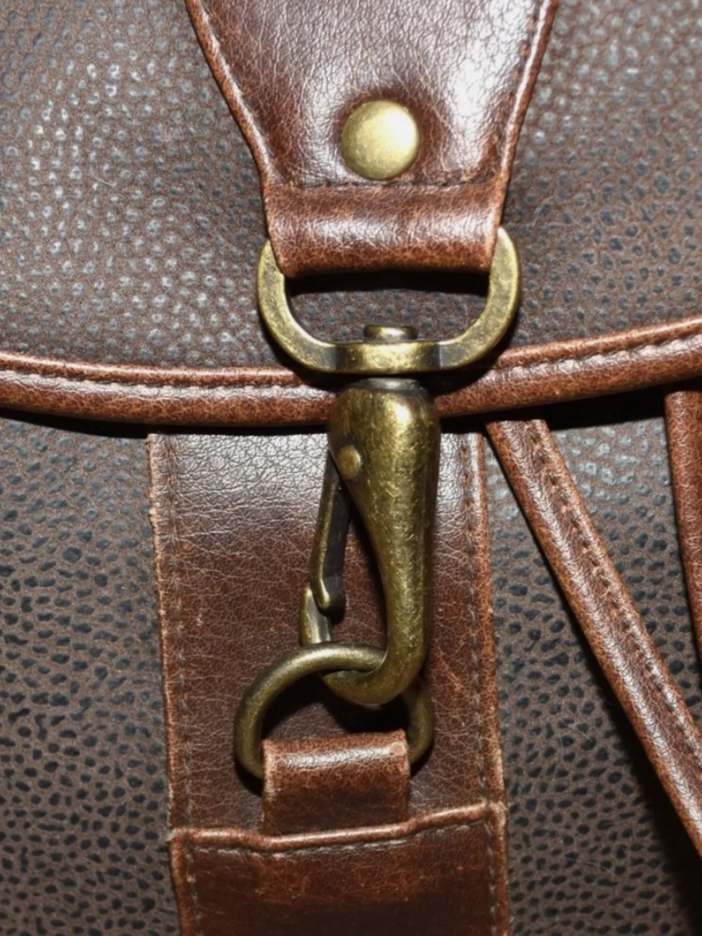 Dark Brown Pebbled Faux Leather Cinch Drawstring Backpack